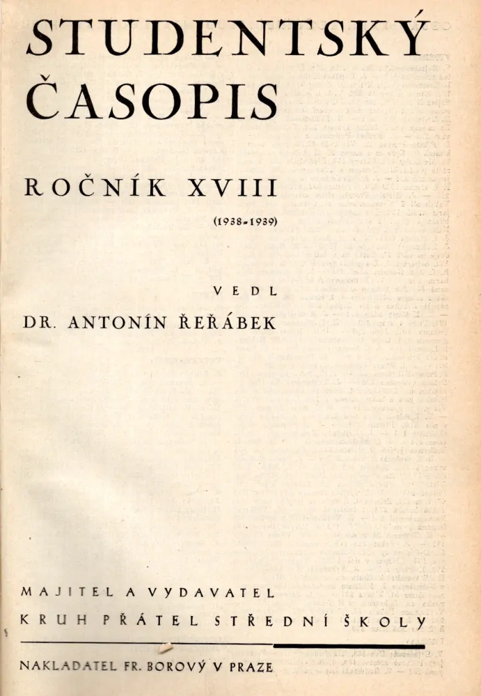 Studentský časopis 1938-39 r. 18 - komplet
