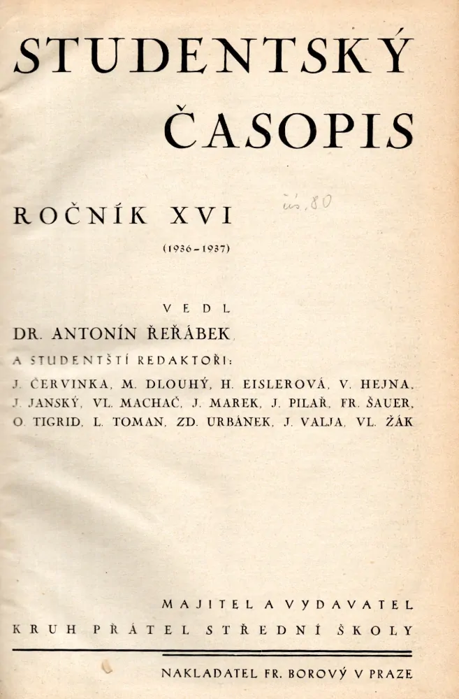Studentský časopis 1936-37 r. 16 - komplet