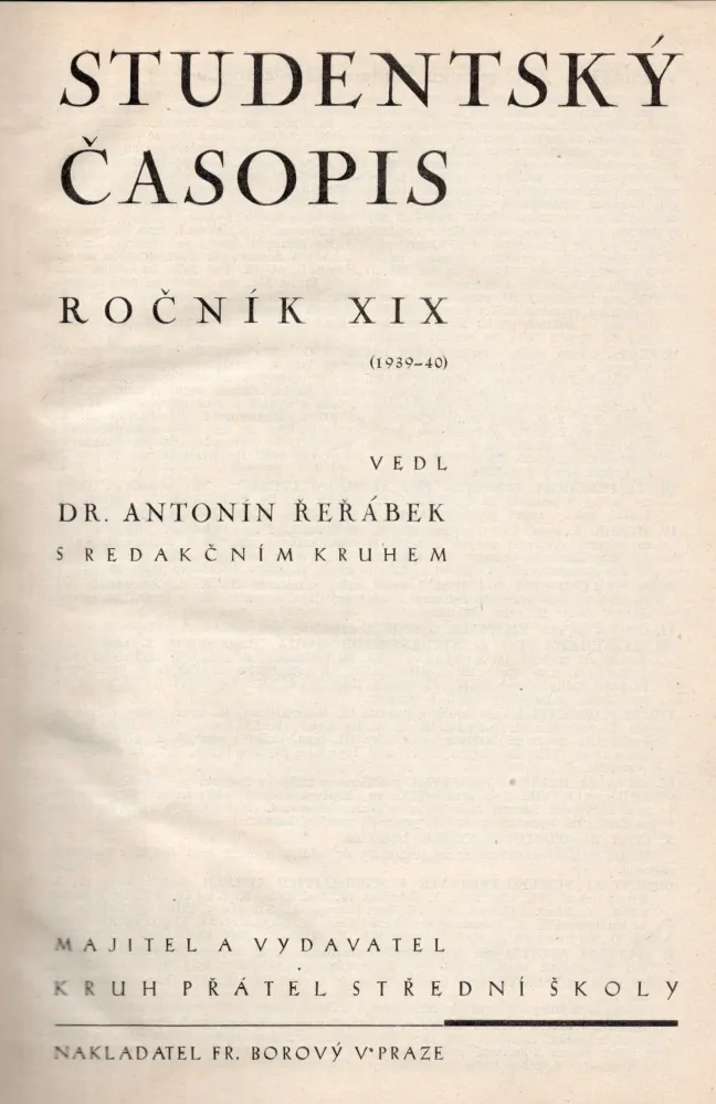 Studentský časopis 1939-40 r. 19 - komplet