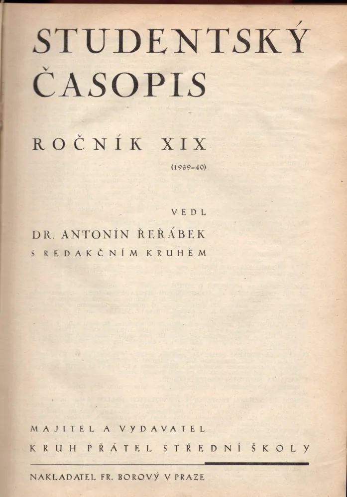 Studentský časopis 1939-40 r. 19 - komplet