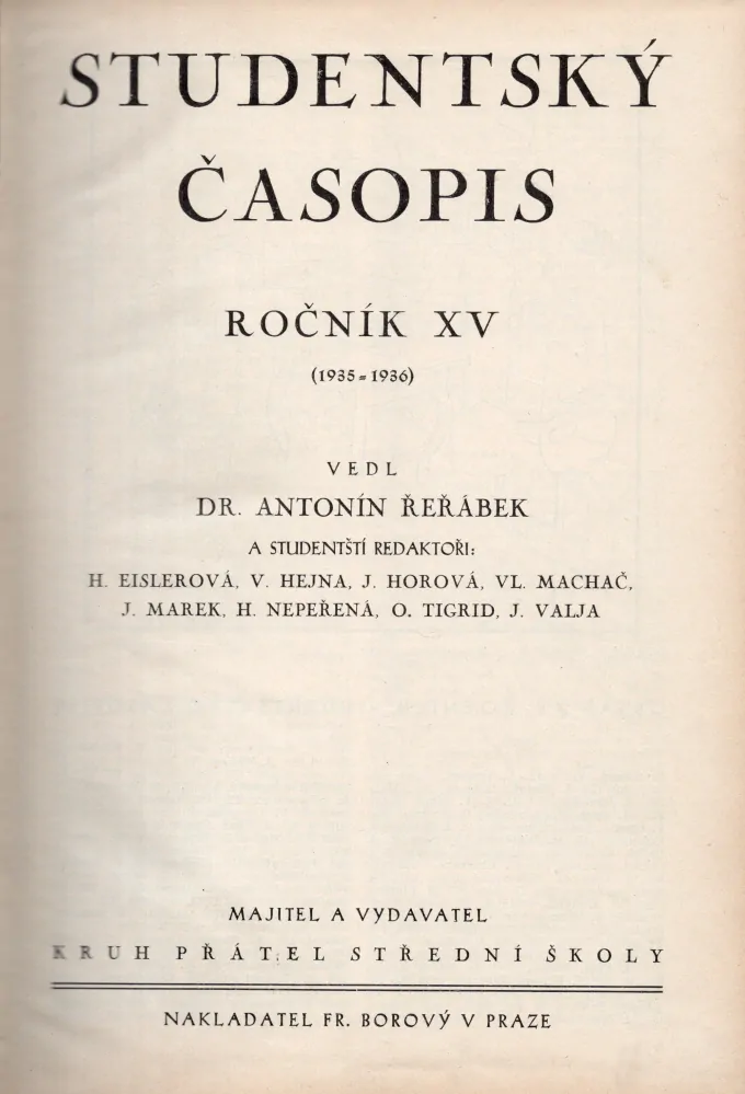 Studentský časopis 1935-36 r. 15 - komplet