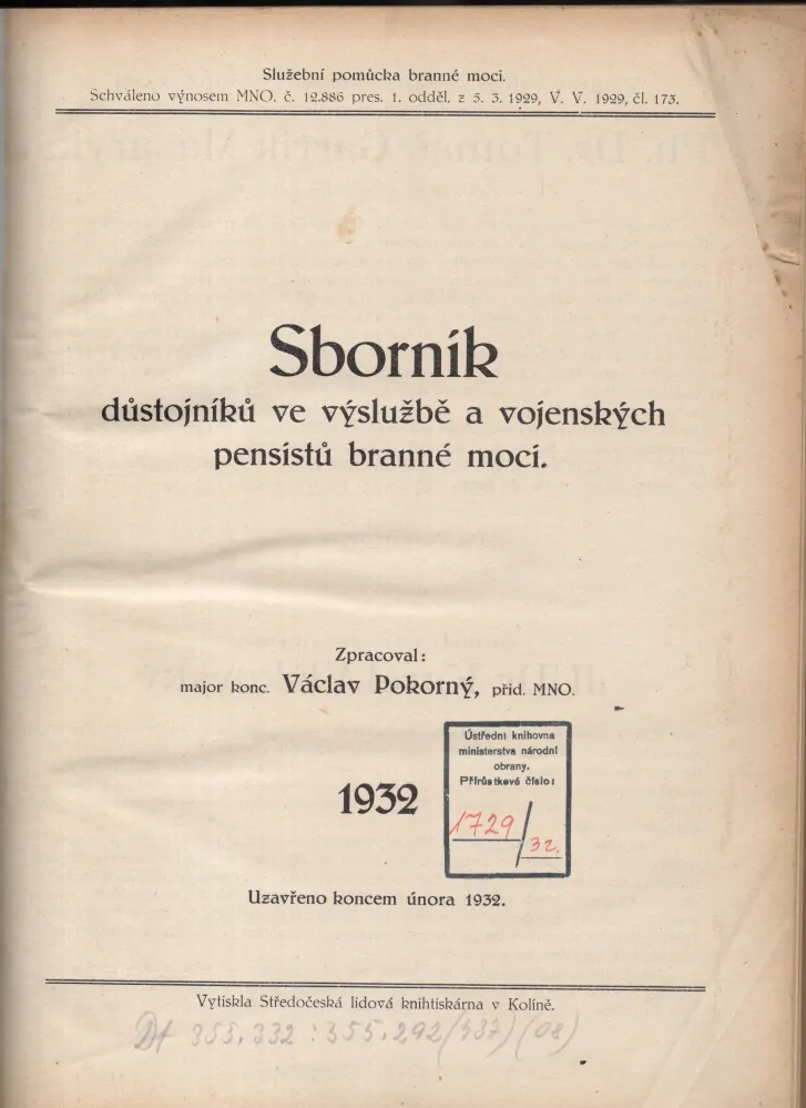 Sborník důstojníků ve výslužbě a vojenských pensistů branné moci