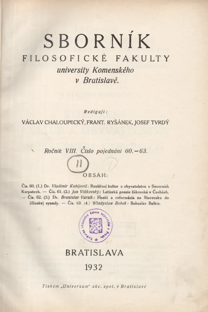 Sborník Filosofické fakulty University Komenského v Bratislave