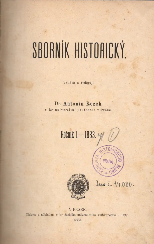 Sborník historický 1883 r. 1 - komplet