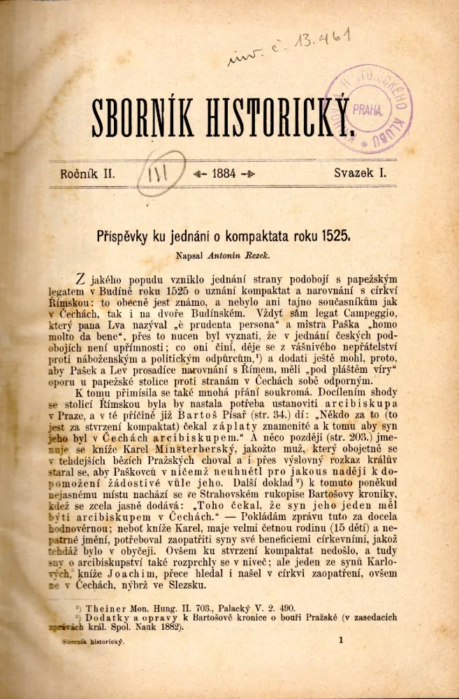 Sborník historický 1884 r. 2 - komplet
