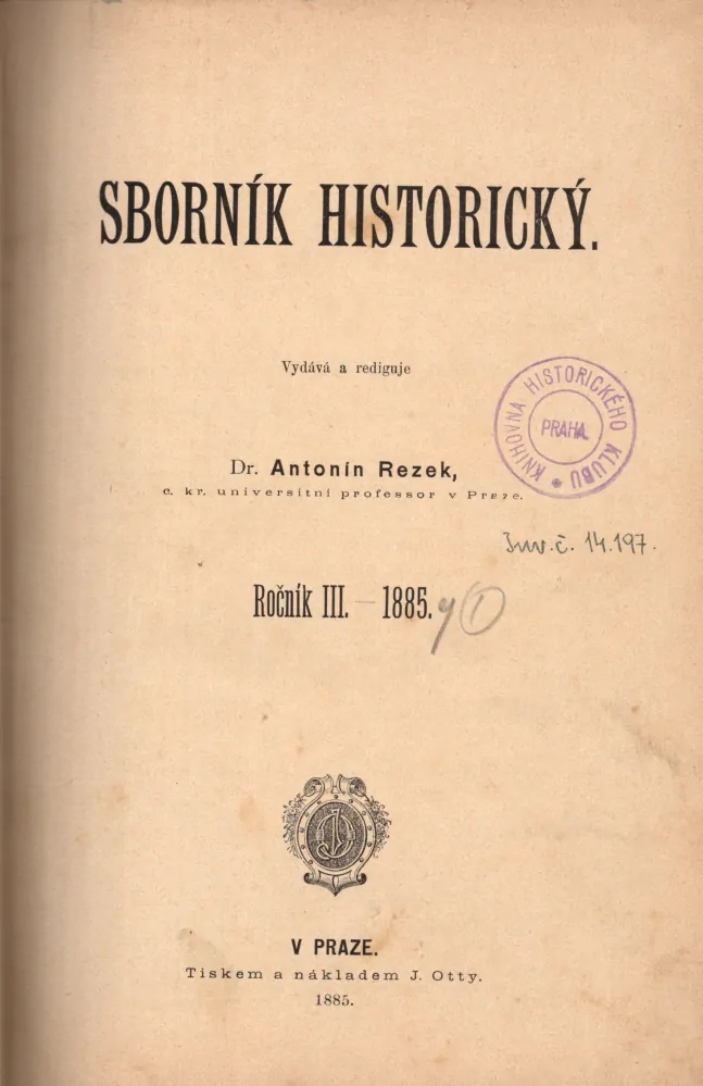 Sborník historický 1885 r. 3 - komplet