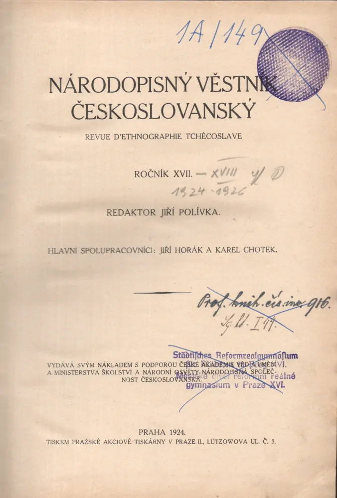 Národopisný věstník českoslovanský 1927 r. 20 - komplet