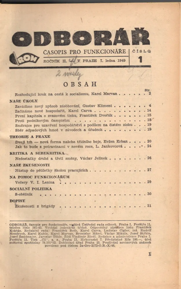 Odborář 1949 r. 2 - komplet