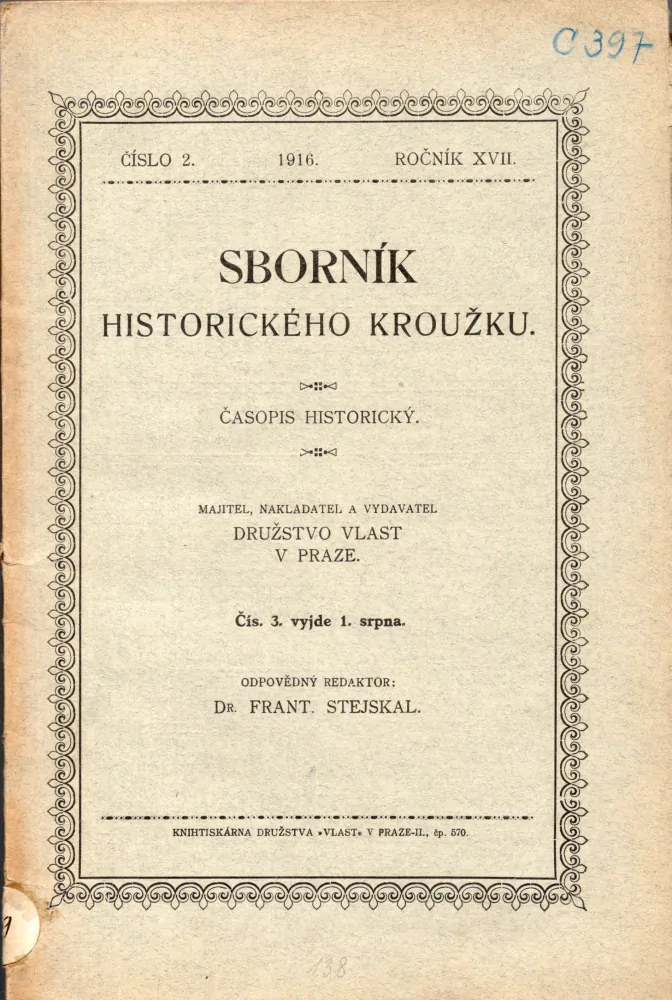 Sborník Historického kroužku 1916 r. 17