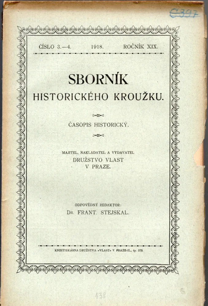 Sborník Historického kroužku 1918 r. 19 - komplet