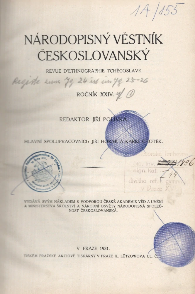 Národopisný věstník českoslovanský 1931 r. 24 - komplet