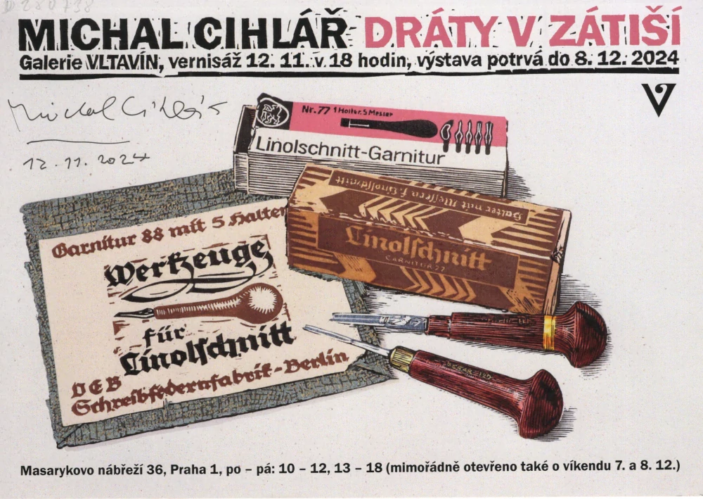 Michal Cihlář: Dráty v zátiší (podpis)