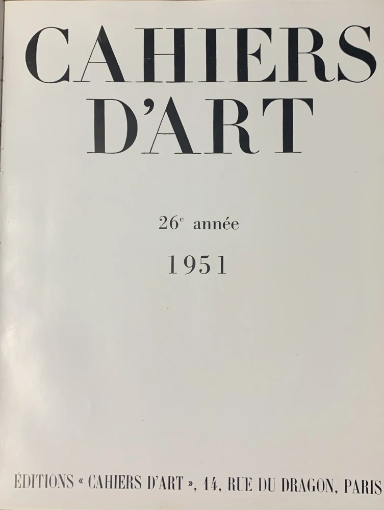 Cahiers d'art r. 26 1951 - komplet