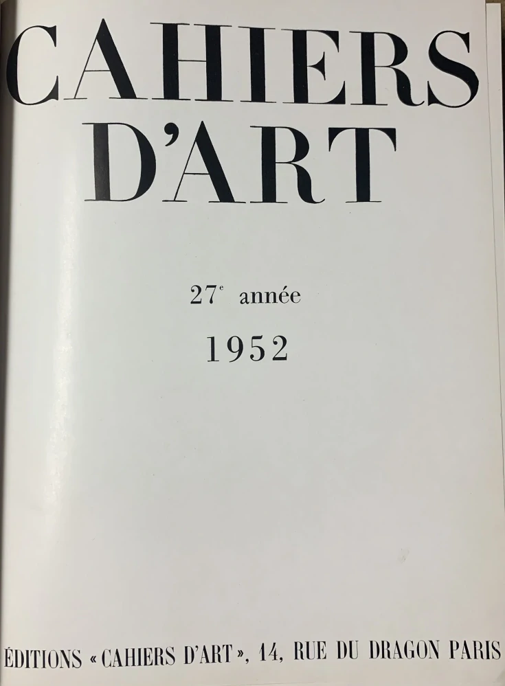 Cahiers d'art r. 27 1952 - komplet