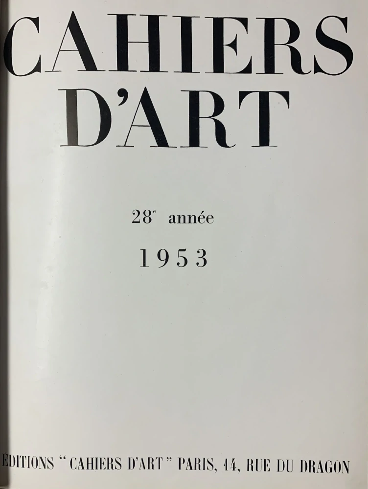 Cahiers d'art r. 28 1953 - komplet