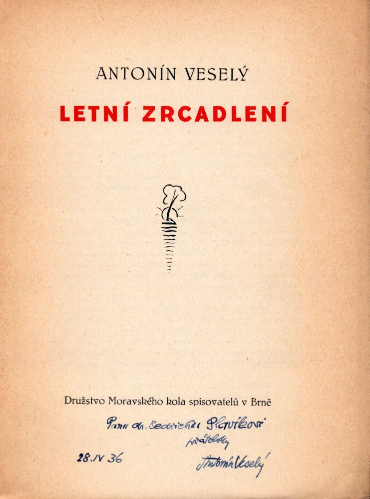 Veselý, Antonín - Letní zrcadlení (podpis)