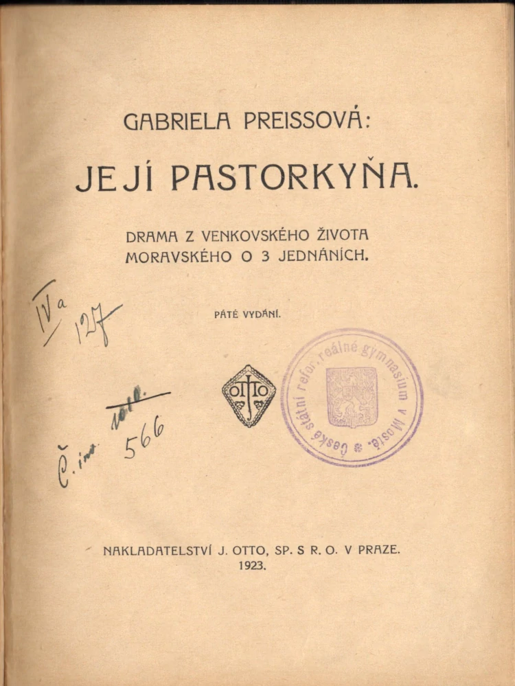 Preissová, Gabriela - Její pastorkyňa