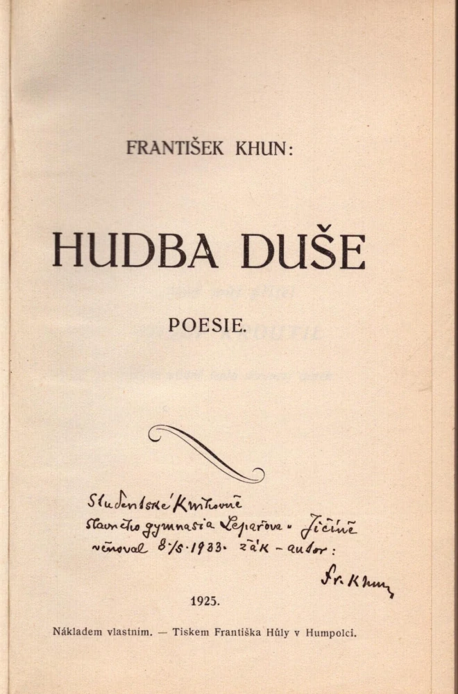 František Khun: Hudba duše (podpis)