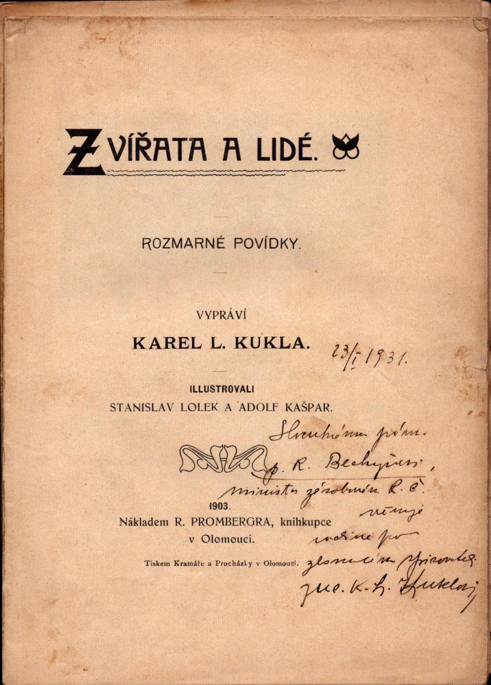 Kukla, Karel L. - Zvířata a lidé (podpis)