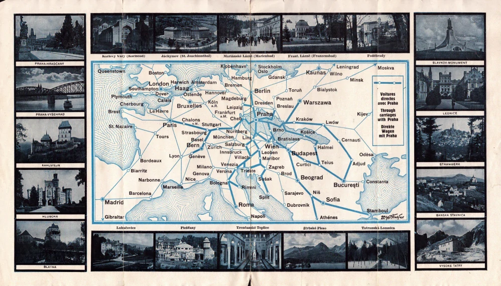 Eisenbahn-verbindungen zwischen den hauptstädten Europas & Praha