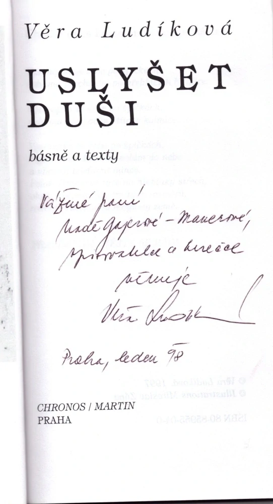Ludíková, Věra - Uslyšet duši (podpis)