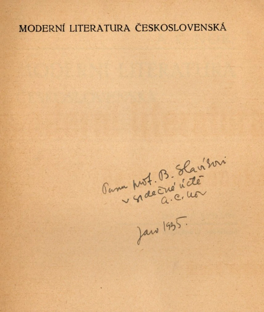 Nor, A. C. - Moderní literatura československá (podpis)