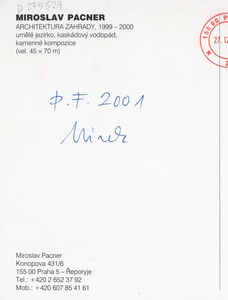 Miroslav Pacner - Architektura zahrady (podpis)