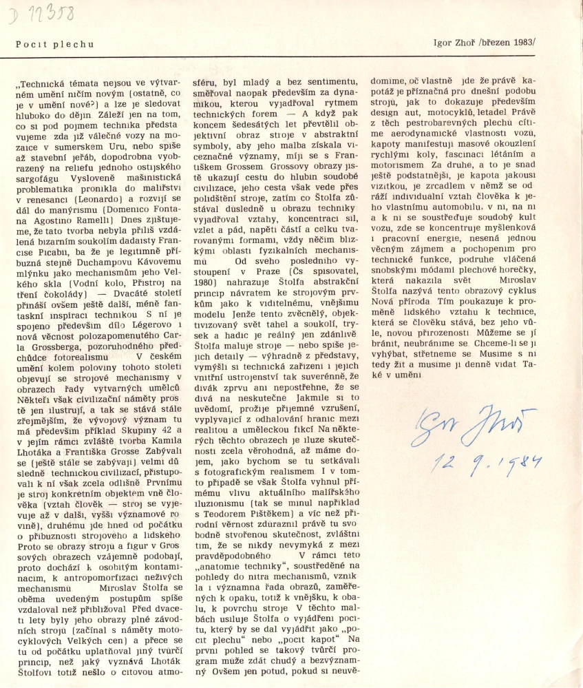 Miroslav Štolfa: Obrazy 1981 - 1983 (podpis)