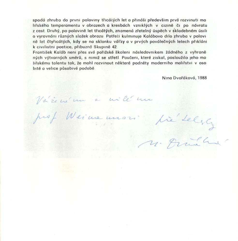 František Kaláb: Obrazy (podpis N. Dvořáková)