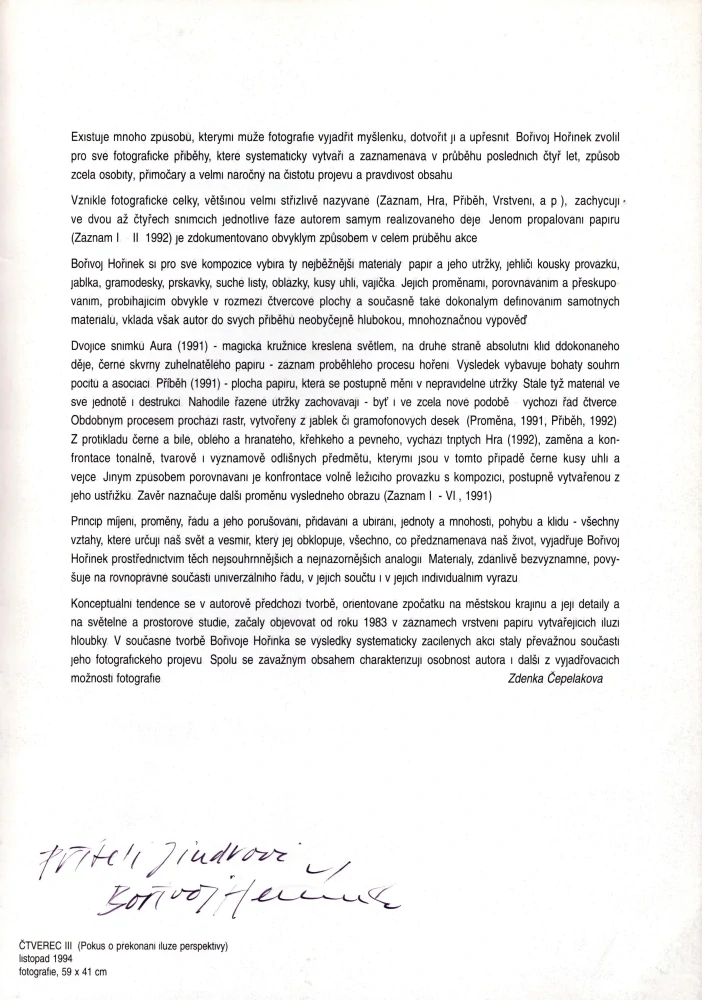 Bořivoj Hořínek: Záznamy (podpis)