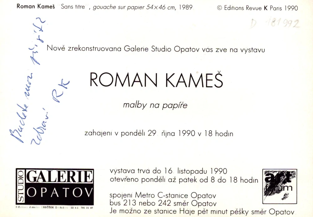 Roman Kameš: Malby na papíře (podpis)