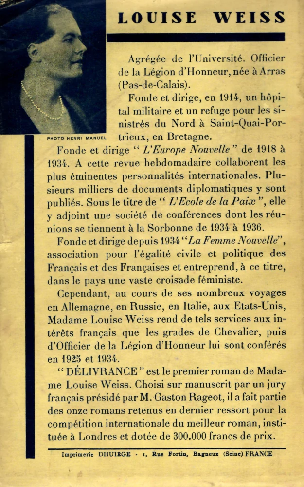Weiss, Louise - Délivrance