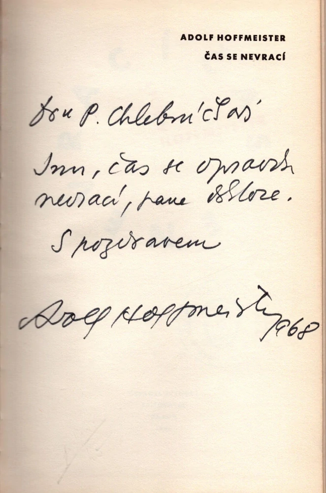 Hoffmeister, Adolf - Čas se nevrací! (podpis)