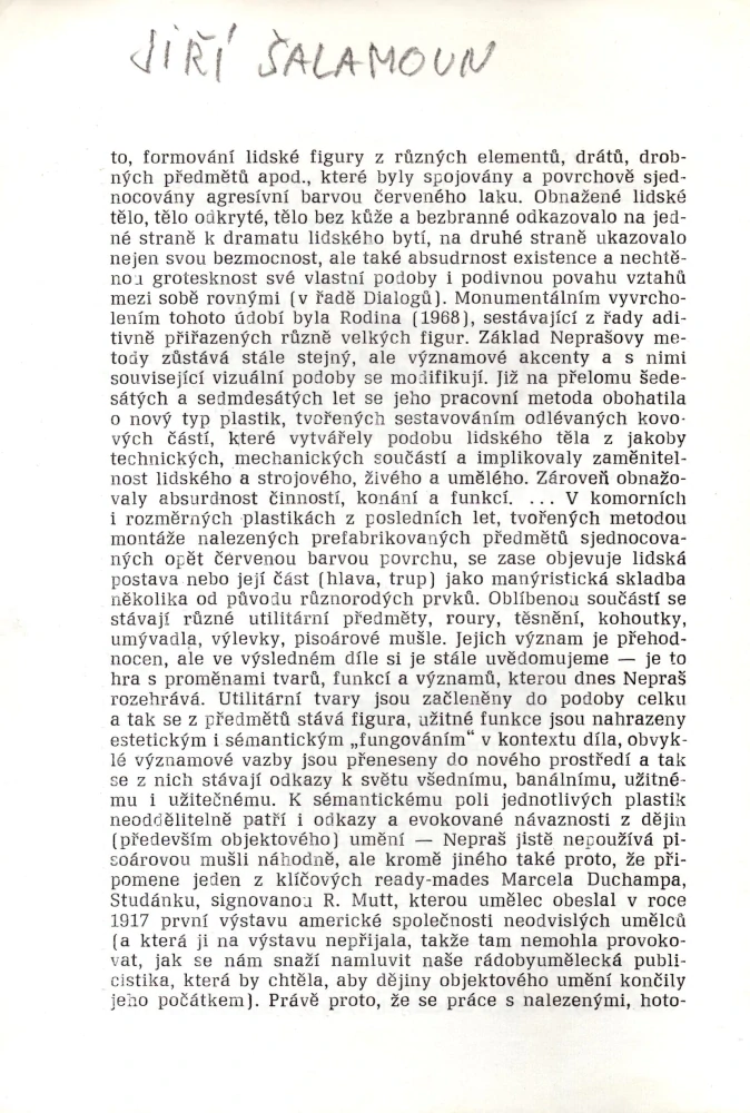 Karel Nepraš: Sochy, JIří Sopko: Obrazy (podpis)