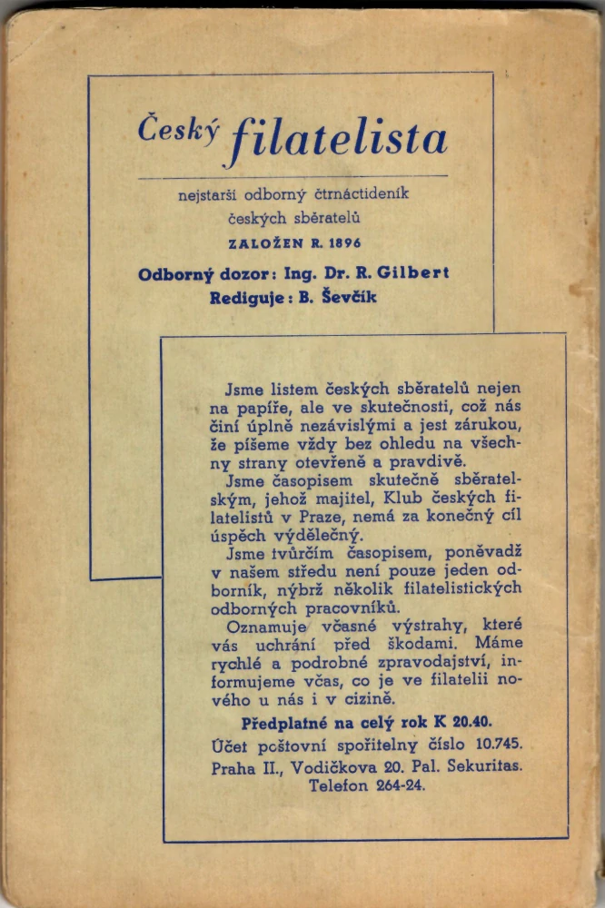 Sběratelský katalog známek československých a Protektorátu Čechy a Morava 1940