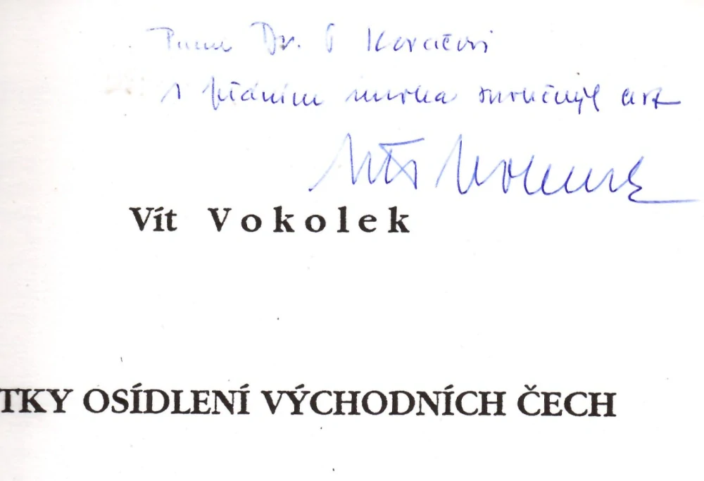 Vokolek, Vít - Počátky osídlení východních Čech (podpis)
