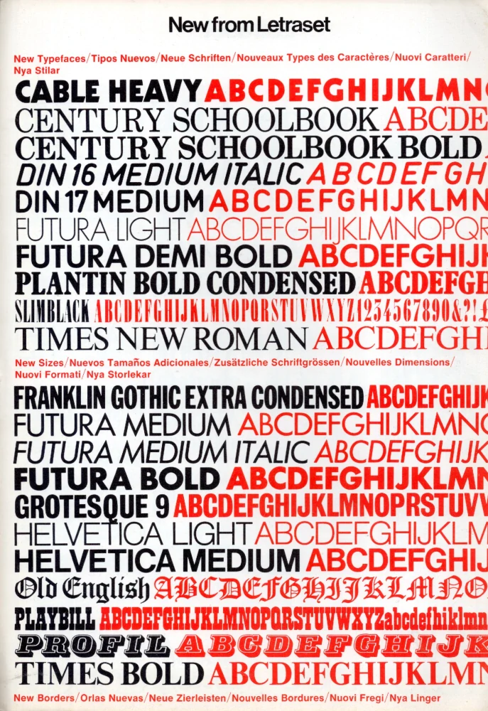 Letraset catalogue of instant lettering typefaces