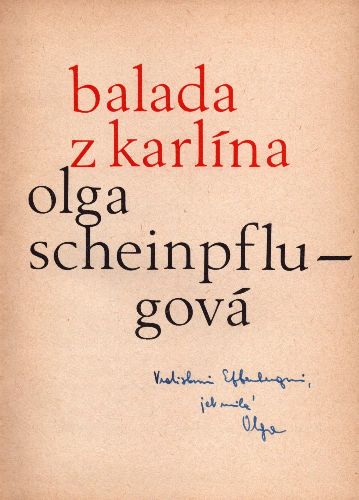 Scheinpflugová, Olga - Balada z Karlína (podpis)