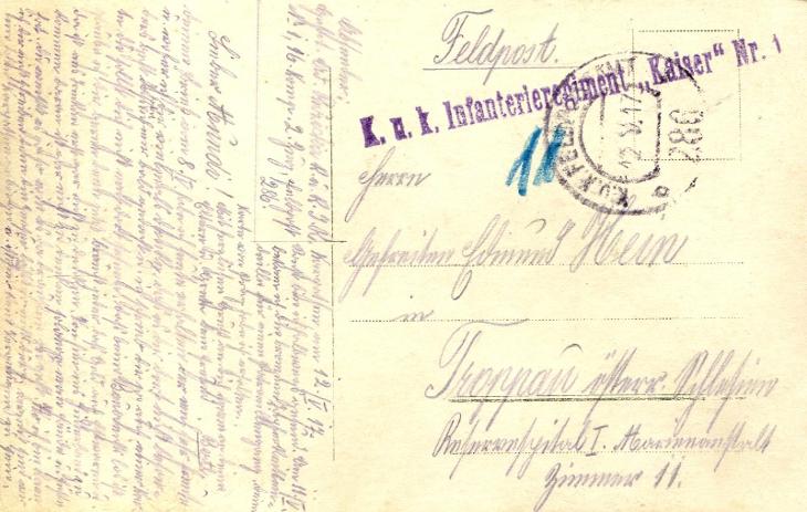 Vojáci - K.u.k. Infanterieregiment Kaiser / Polní pošta / Feldpost