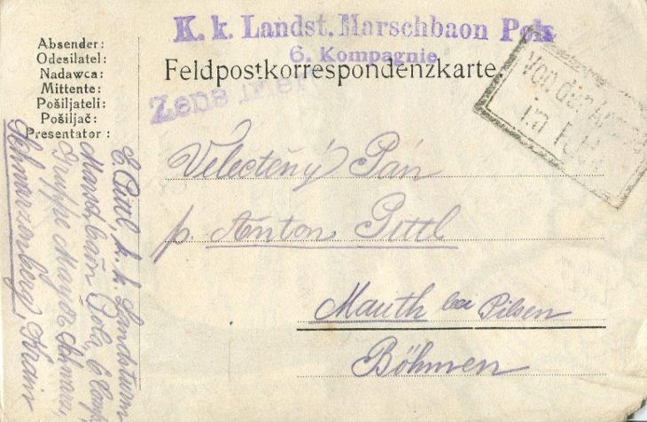 Přání - originální kresba - Polní pošta / Feldpost / K.u.K.