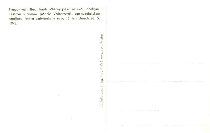 Prapor vo.j illeg. hnutí Věrný pes se sestrou Janou (M. Valterová)