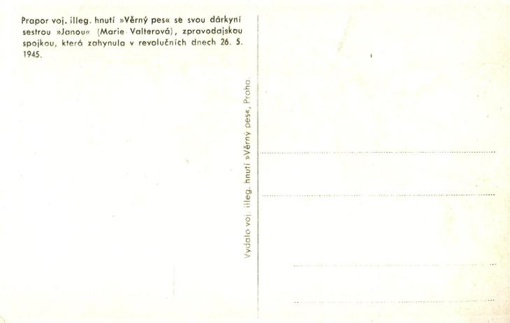 Prapor vo.j illeg. hnutí Věrný pes se sestrou Janou (M. Valterová)