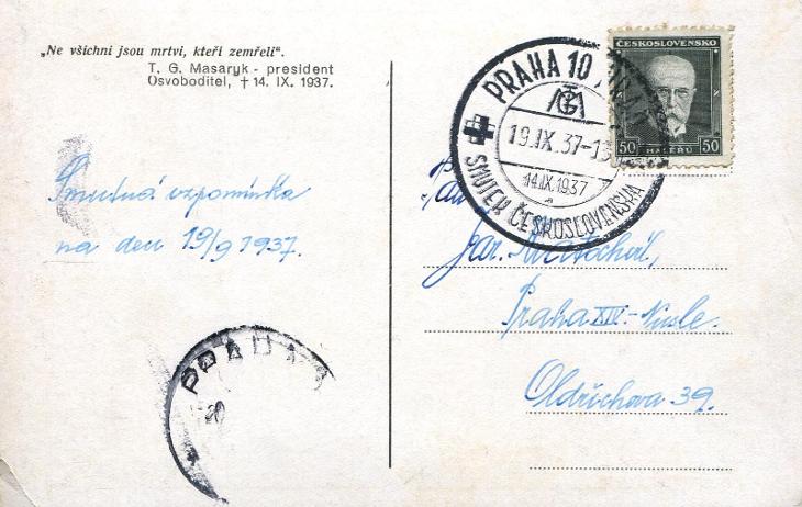 Tomáš Garrigue Masaryk (TGM) + smuteční razítko