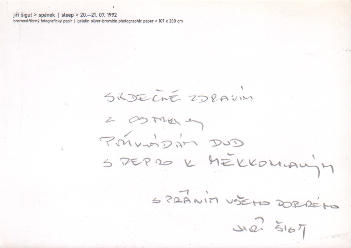 Jiří Šigut: Spánek, 1992 (podpis)