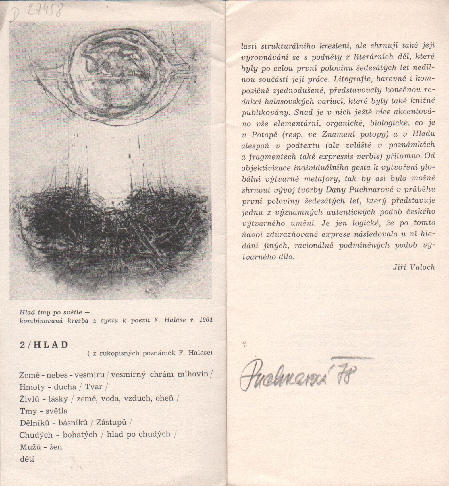 Dana Puchnarová: Grafika, kresby, knižní ilustrace (podpis)