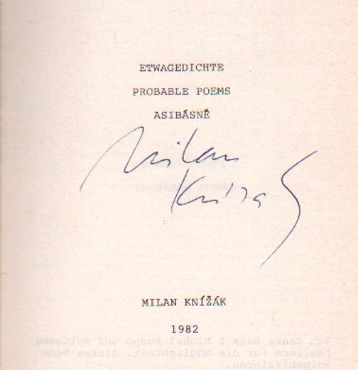 Knížák, Milan - Etwagedichte / Probable Poems / Asibásně (podpis)