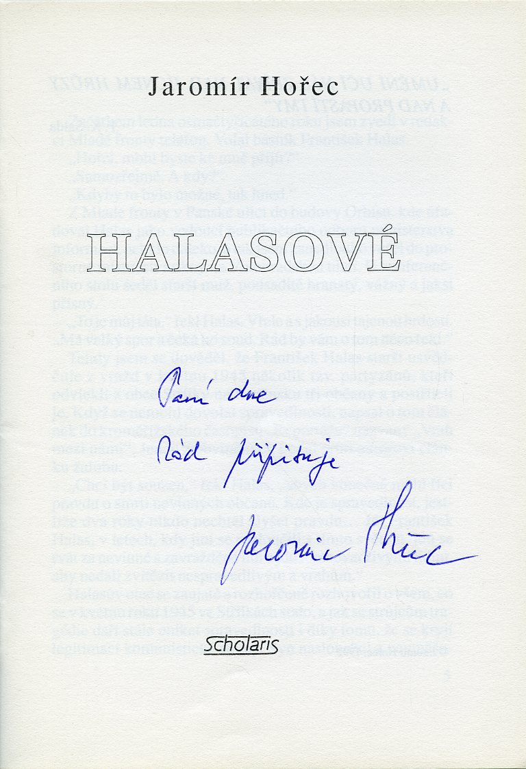 Hořec, Jaromír - Halasové (podpis)