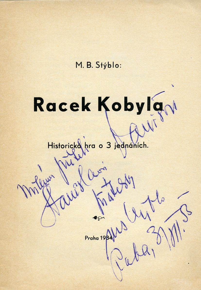 Stýblo, Maxmilian Bedřich - Racek Kobyla (podpis)