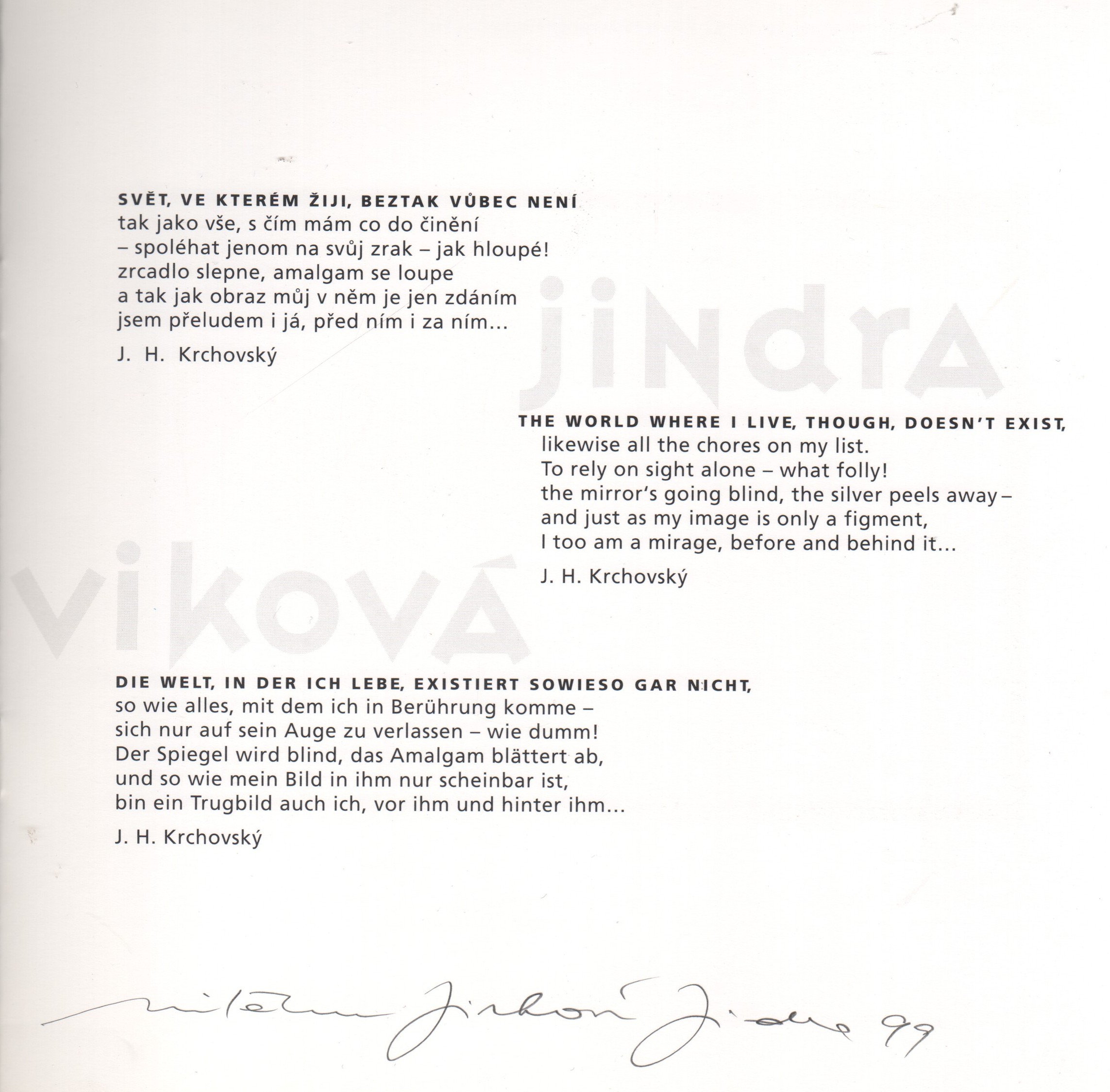 Jindra Viková: Imaginární portréty / Imaginary Portraits / Imaginäre Porträts (podpis)