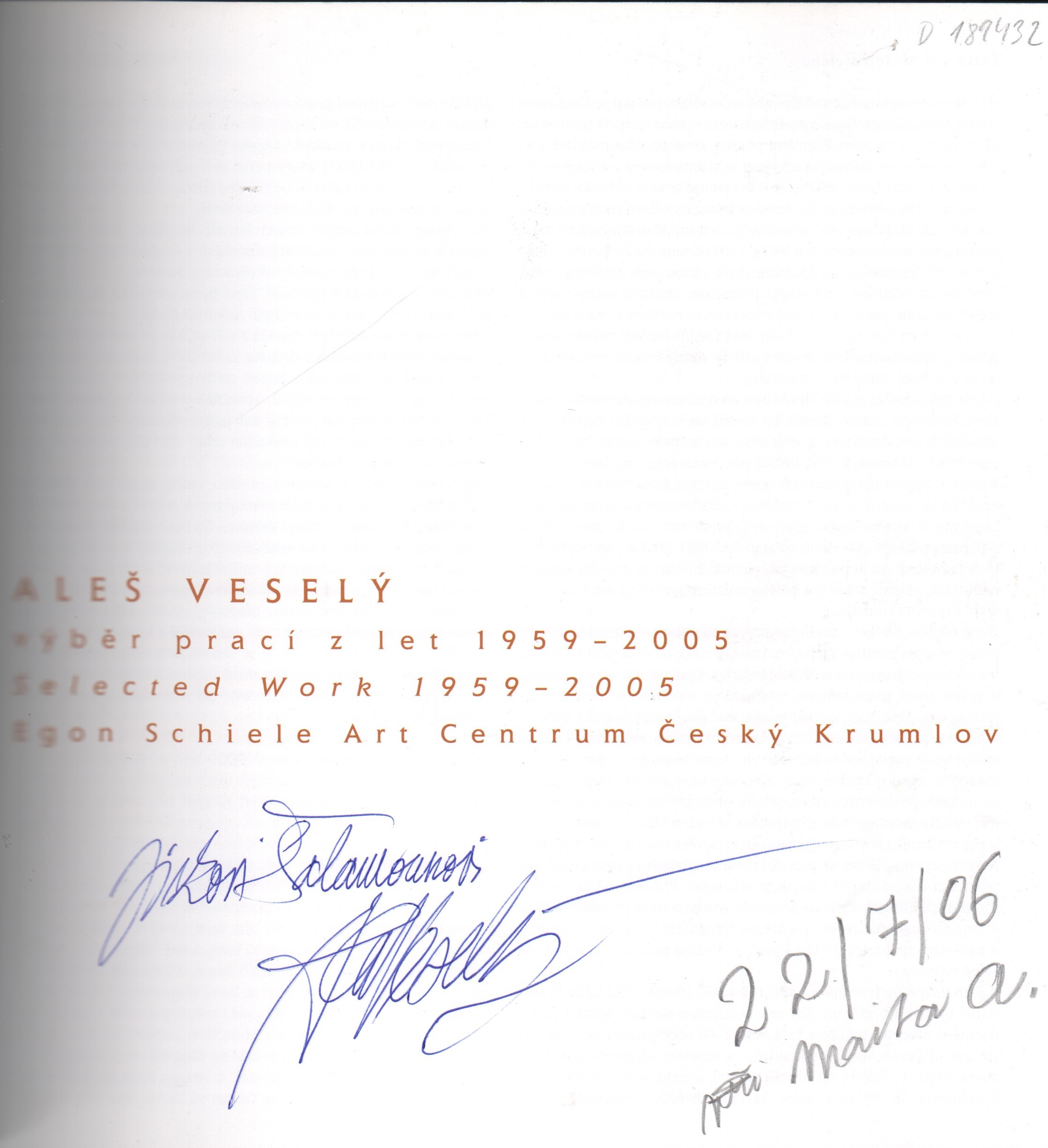 Aleš Veselý: Výběr prací z let 1959-2005 / Selected Works 1959-2005 (podpis)